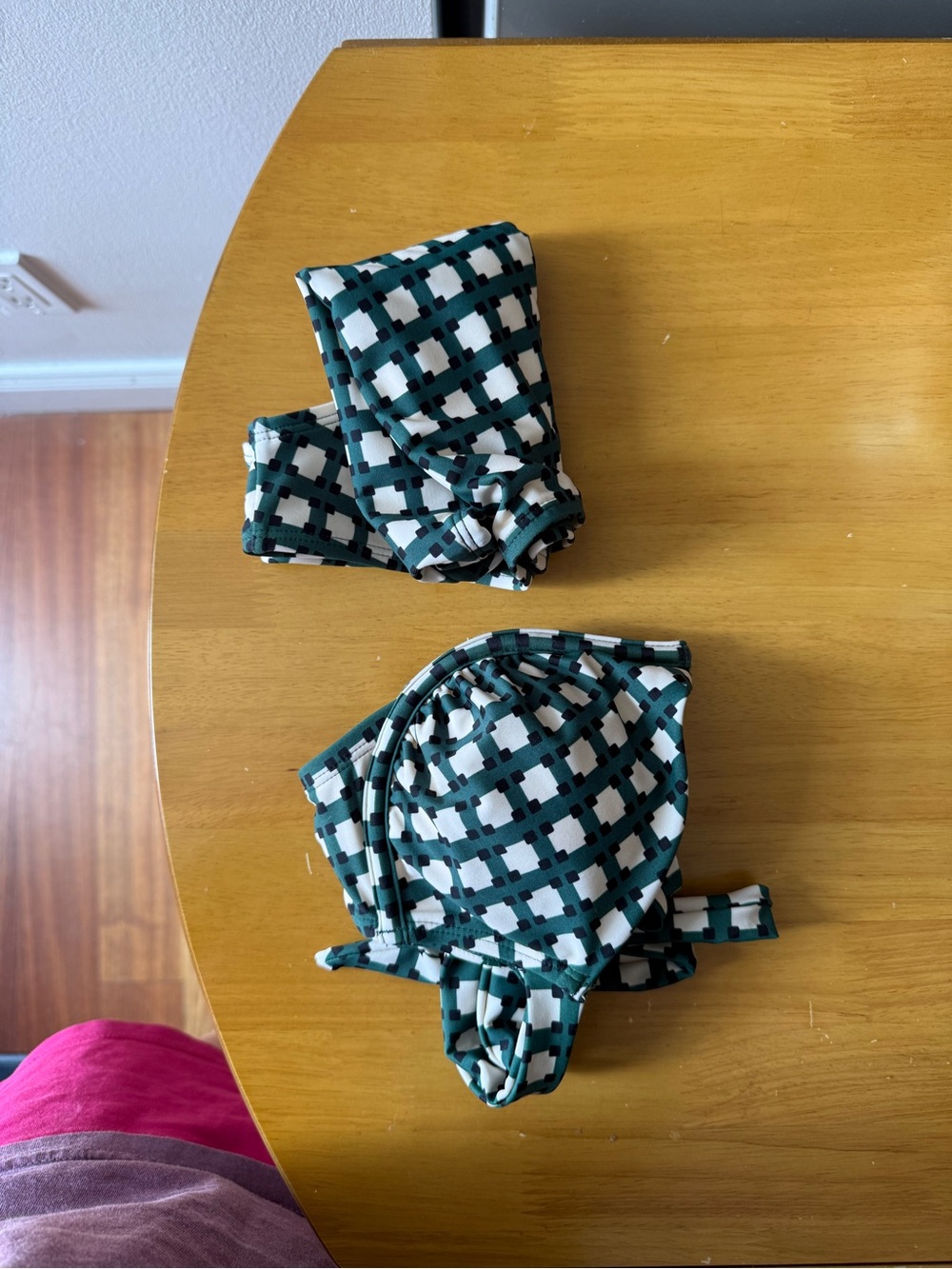 Green and White Check Bikini Set - Picture 2 of 4